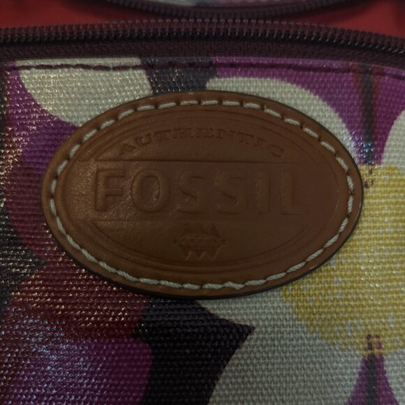 Fossil Oil Cloth Floral Satchel Crossbody Shoulder Bag Midcentury Pattern - Picture 9 of 10